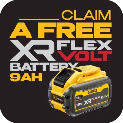 CLAIM A FREE 9AH XR FLEXVOLT BATTERY