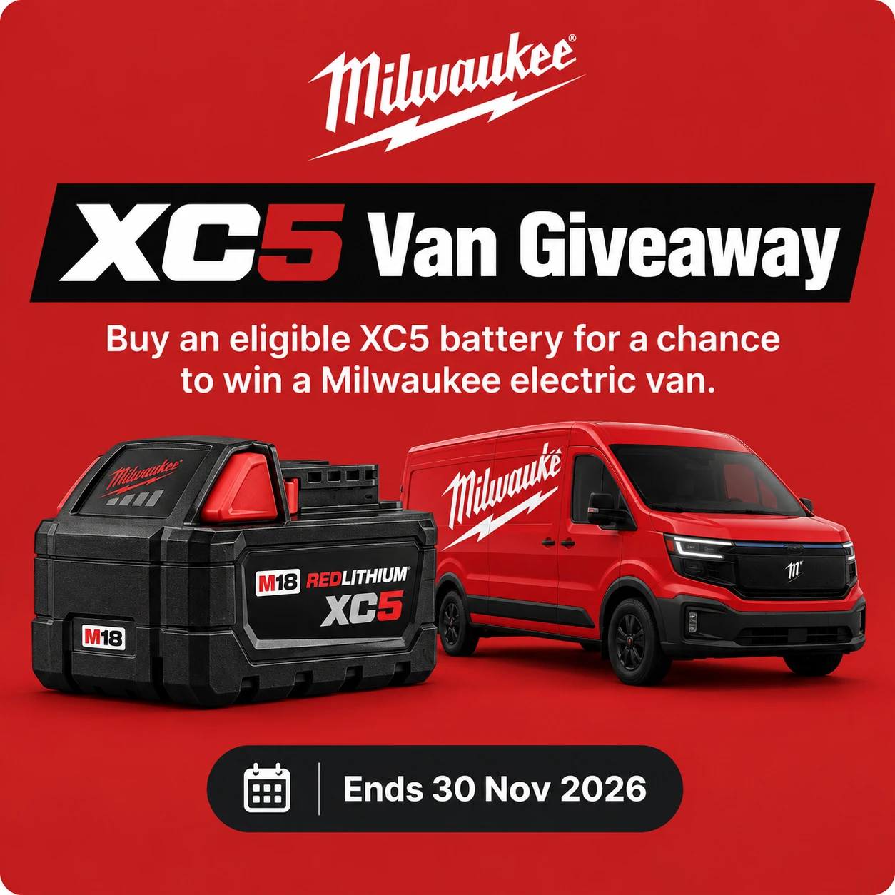 MILWAUKEE XC5 WIN A VAN