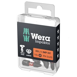 Wera 851/1 Impaktor Bit Phillips PH2 (25 Mm) – Mit Diamantbeschichtung Für Schlagschrauber