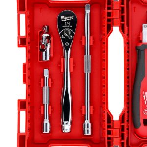 Milawaukee Ratchet, Socket And Bit Set, 1/4 Inch 38-Piece