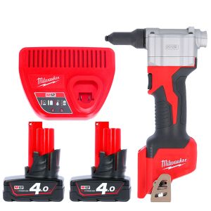 Milwaukee M12BPRT 12V M12 Cordless Pop Rivet Gun With 2 x 4.0Ah ...