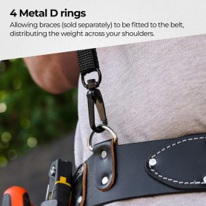 TOUGH MASTER Leather Tool Belt Apron Multi Pocket with Hammer Loop