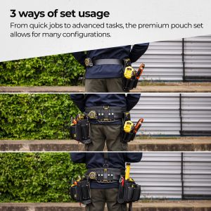 TOUGH MASTER Tool Pouch Set with 28 Pockets Leather Belt, Massage