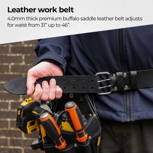 TOUGH MASTER Tool Pouch Set with 28 Pockets Leather Belt, Massage