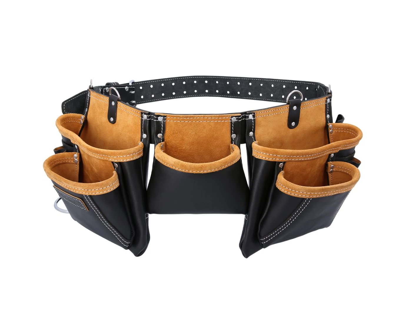 TOUGH MASTER Leather Tool Belt Apron Multi Pocket with Hammer Loop
