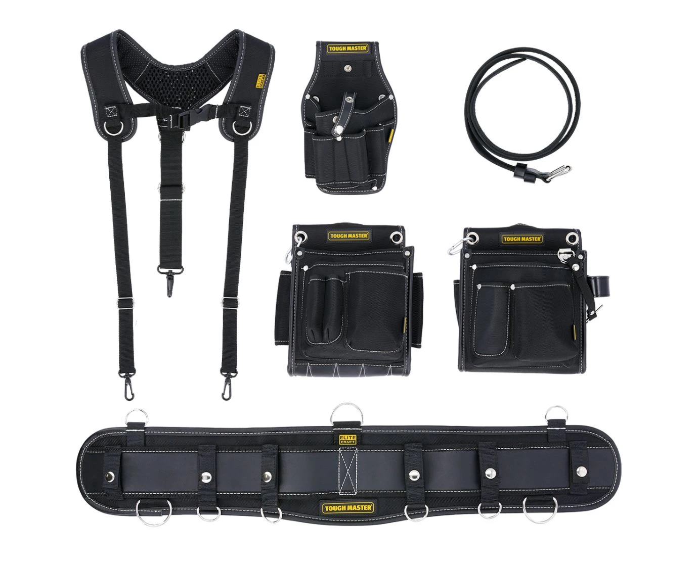 TOUGH MASTER Tool Pouch Set with 28 Pockets Leather Belt, Massage