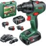 Bosch Home and Garden Cordless Impact Drill 18V with 2 x 2.5Ah batteries, charger and adapters 06039B5177