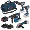 Bosch Robust Series 4 Pc Tool Kit Inc 2x 4Ah & 1x 8Ah Batteries | 0615990L0N