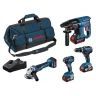 Bosch 0615990M2B 18V 4 Piece Cordless Power Tool Kit with 3 x 4.0Ah Batteries, Charger & Tool Bag