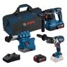 Bosch 0615A5008A 18V 3 Piece Power Tool Kit GBH 18V-22 Rotary Hammer, Combi Drill & Dust Extractor With 2 x 4.0Ah Batteries, Charger & Bag