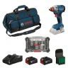 Bosch GDX 18V-285 Professional Cordless Impact Wrench  With 2 x 4.0Ah Batteries, Charger, 20 Pieces Screwdriving Bit Set & Tool Bag | 0615V00060