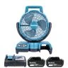 Makita DCF203Z 18V LXT Li-Ion Cordless 3 Speed Settings Portable Fan With 2 x 3Ah Batteries, Charger