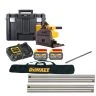 DeWalt DCS520T2 54V XR Cordless Brushless Flexvolt 165mm Plunge Saw With 2 x 6Ah Batteries, Charger, TSTAK Case, 2 x 1.5m Guide Rail, Connector Bar & DWS5025 Guide Rail Carry Bag