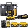 DeWalt DCW200 18V XR Brushless 1/4" Palm Sander With 2 x 5Ah Batteries, Charger & TSTAK VI Case