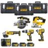 DeWalt 18V XR Cordless Brushless 5 Piece Power Tool Kit With 3 x 4Ah Batteries, Charger & 3 x 1.0 DS300 Case