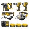 DeWalt 18V XR Cordless Brushless 5 Piece Power Tool Kit With 3 x 5Ah Batteries & Charger
