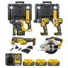 DeWalt 18V XR Cordless Brushless 5 Piece Power Tool Kit With 3 x 5Ah Batteries & Charger & 2 x T-Stak Case