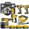 DeWalt 18V XR Cordless 6 Piece Power Tool Kit With 3 x 5.0Ah Batteries, Charger & Case