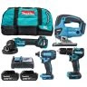 Makita 18V LXT Cordless 4 Piece Tool Kit With 2 x 5.0Ah Batteries, Charger & LXT400 Tool Bag