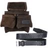 TOUGH MASTER 4 Pockets Leather Tool Belt Pouch&1.5M Leather Work Belt for Nails Screws Fixings