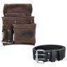 TOUGH MASTER Leather Tool Pouch Belt with Multi Pockets Leather Belt for Tools and Small Parts