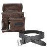 TOUGH MASTER Leather Tool Pouch Belt with Multi Pockets Leather Belt for Tools and Small Parts