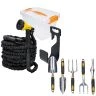 TOUGH MASTER Smart Saving Garden Bundle-Expandable Garden Hose Pipe 100FT in Storage Box & 5pc Garden Hand Tools