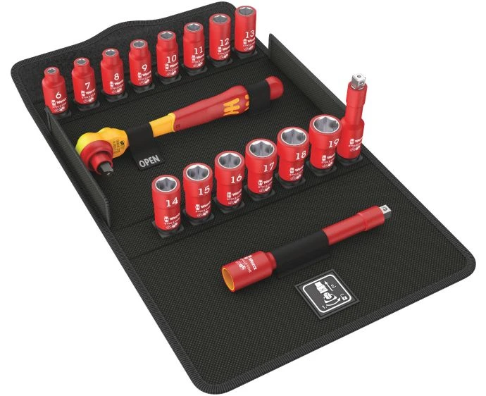 Wera 8100 SB VDE 1 Zyklop Reversible 3/8" Insulated Ratchet Set 17 Pieces | 05004970001