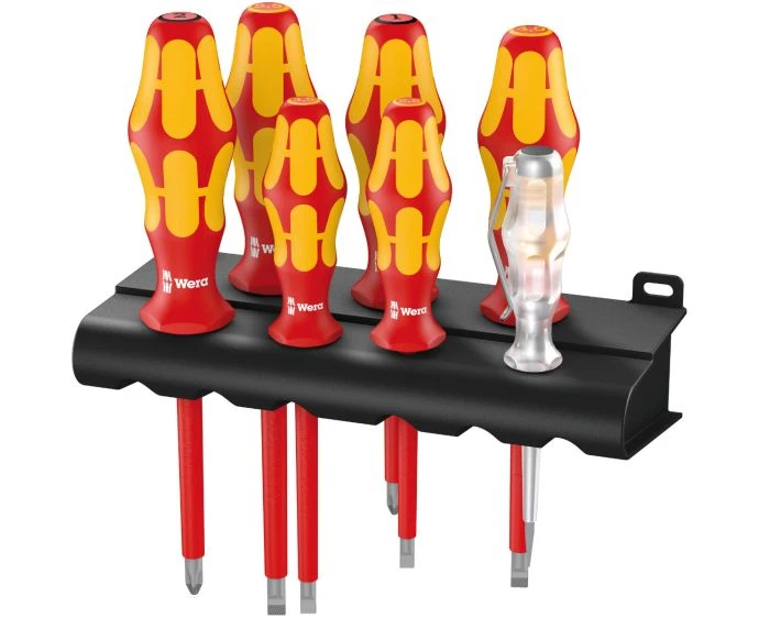 Wera 05006148001 Kraftform Plus VDE Insulated Screwdriver Set 7 Pieces With Storage Rack