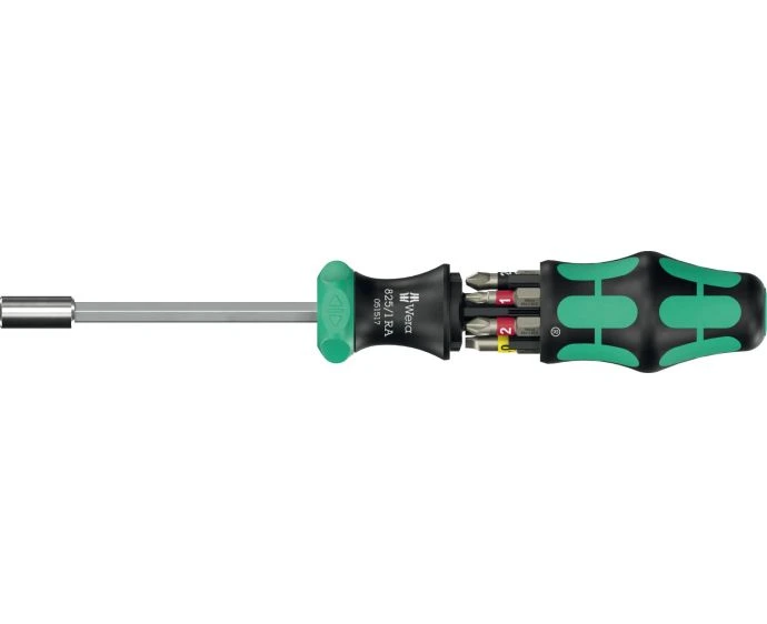 Wera Kraftform Kompakt 27 RA 1 Ratcheting Screwdriver with Bit Magazine & 6 BiTorsion Bits 1/4" Drive Set | 05051517001