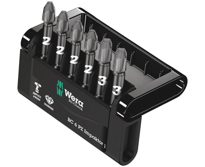 Wera 05057692001 Bit-Check PZ 50mm Diamond Coated Impaktor Bit Set 6 Pieces
