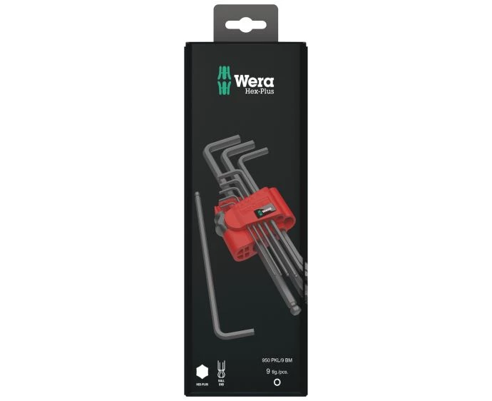 Wera 950/9 BlackLaser Hex-Plus 6 SB Stainless Metric L-key Set 9 Pieces | 05073596001
