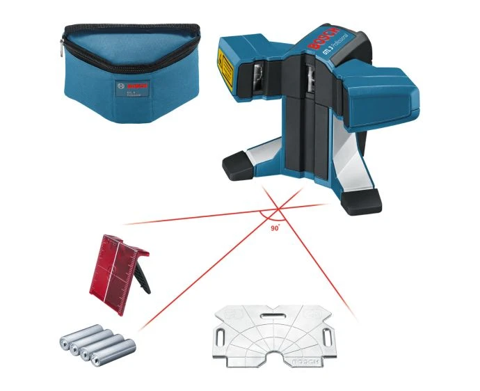 Bosch GTL 3 Professional Tile Laser With 4 x 1.5 V LR6 Batteries (AA) & Protective Pouch | 0601015200