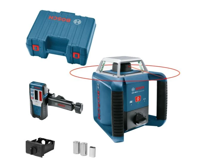 Bosch GRL 400 H Professional Rotation Laser With 2 x 1.5 V LR20 Batteries (D), 1 x 9 V Block Battery (6LR61) & Carry Case | 0601061800