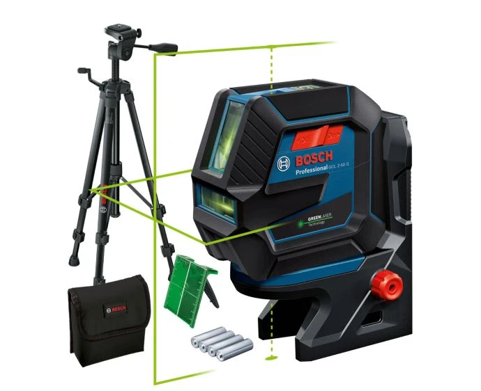 Bosch GCL 2-50 G Professional Combi Laser With 4 x 1.5 V Batteries (AA),Pouch & Building Tripod BT 150 | 0601066M01