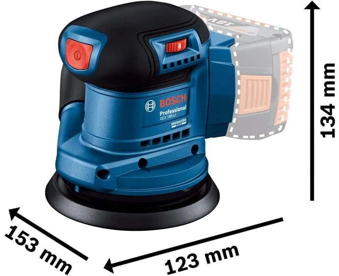 Bosch GEX 185-LI Professional Random Orbit Sander With Dust Bag | 06013A5020
