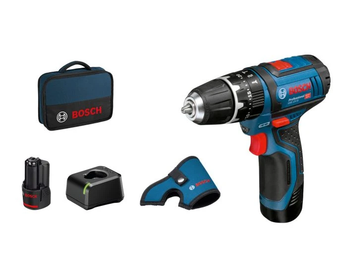 Bosch GSB 12V-15 Professional Cordless Combi Drill With 2 x 2.0Ah Batteries, Charger & Tool Bag | 06019B697J