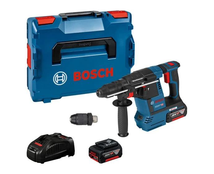 Bosch GBH 18V-26 F Cordless Rotary Hammer SDS Plus with 2 x 5.0Ah Batteries, Charger & L-Boxx | | 0611910073
