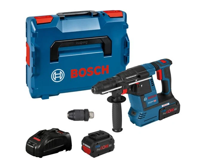 Bosch GBH 18V-26 F Cordless SDS Plus Rotary Hammer Drill with 2 x 8.0Ah Batteries, Charger & L-Boxx | 0611910078