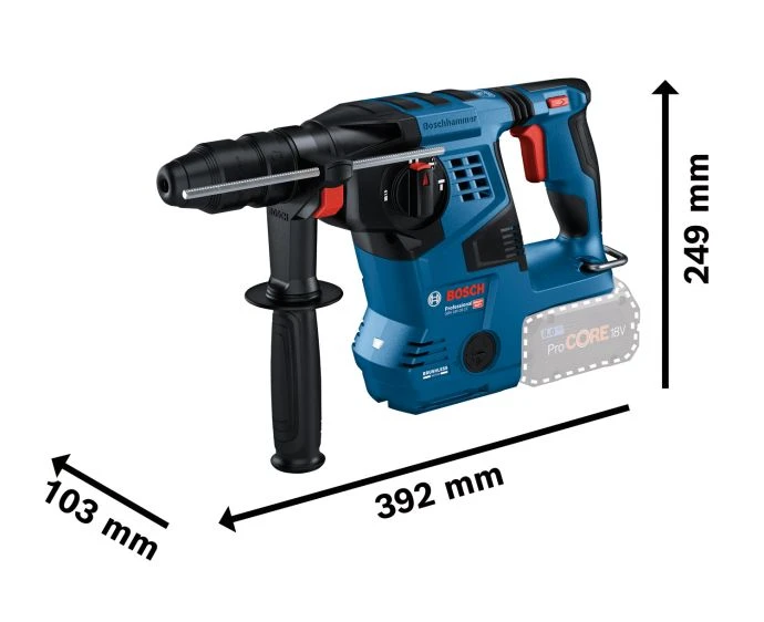 Bosch GBH 18V-28 CF Professional Cordless Brushless SDS Plus Rotary Hammer Drill with 2 x 5.5Ah Batteries, Charger & L-Boxx | 0611921075