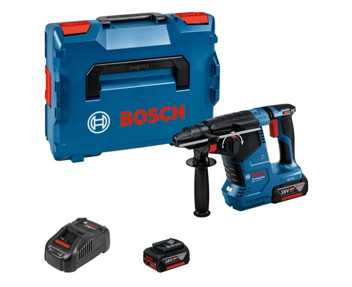 Bosch GBH 18V-24 C Professional Cordless Rotary Hammer with SDS Plus With 2 x 5.0Ah Batteries, Charger & L-Boxx | 0611923073
