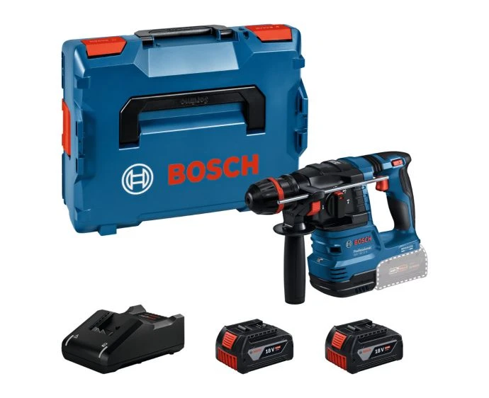 Bosch GBH 18V-22 X Professional Cordless Brushless Rotary Hammer Onechuck With 2 x 5.0Ah Batteries, Charger & L-Boxx | 0611924171