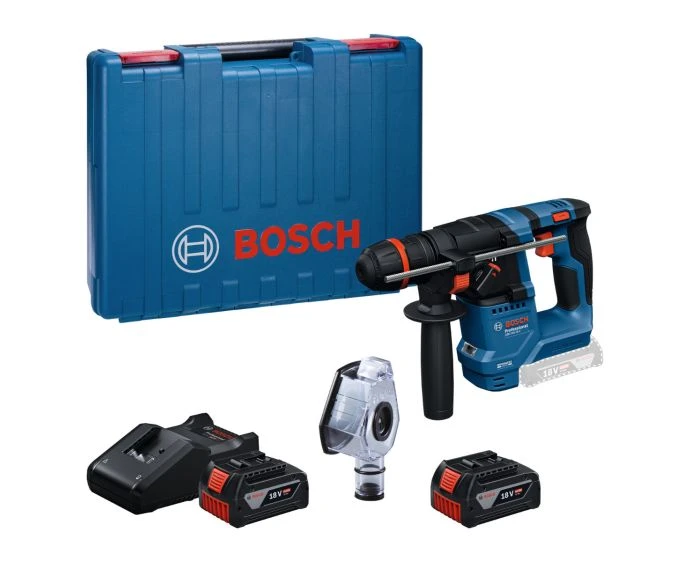 Bosch GBH 18V-18 X Cordless Brushless SDS Plus Rotary Hammer Drill With 2 x 5.0Ah Batteries, Charger & Case | 0611927171