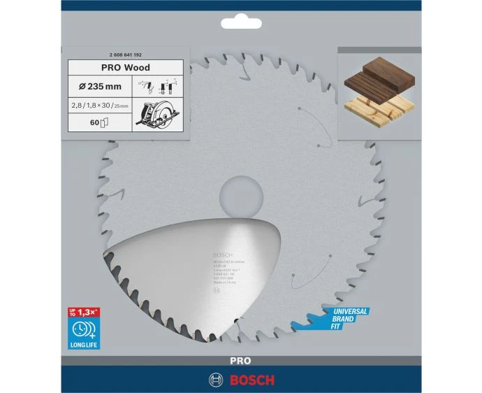 Bosch PRO Wood Circular Saw Blade, 235 x 2.8 x 30 mm, T60 | 2608641192