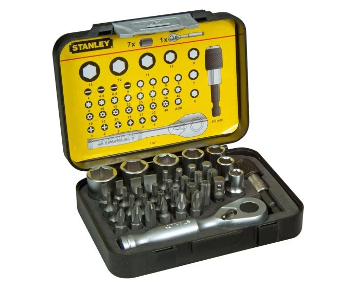 Stanley 1-13-906 39 Piece 1/4 in. (25mm) Drive Bits and Magnetic Bit Holder With Lock-Ring Set