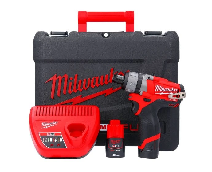 Milwaukee M12CD-202C 12V Fuel Cordless Brushless Sub Compact Driver With 2 x 2.0Ah Batteries, Charger & Case