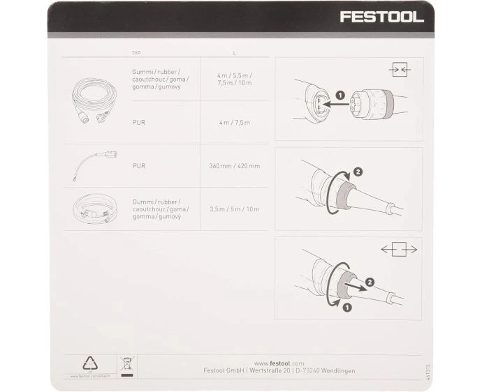 Festool 203892 Plug-It Cable Length 5.5m 