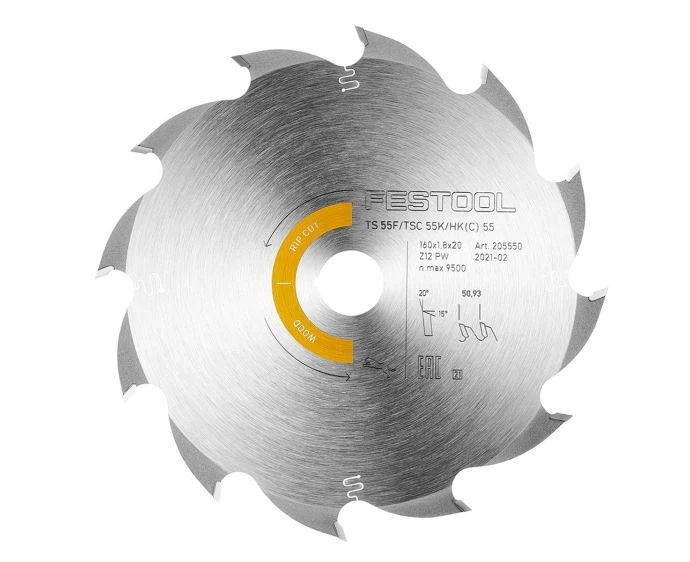 Festool 205550 Saw Blade Wood RIP CUT HW 160mm x 20mm 12T
