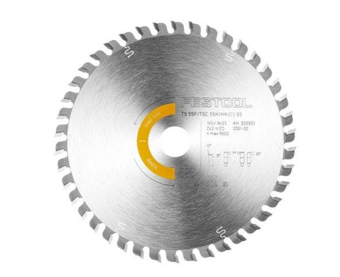 Festool 205553 160mm x 20mm 42T Fine Tooth Wood Saw Blade
