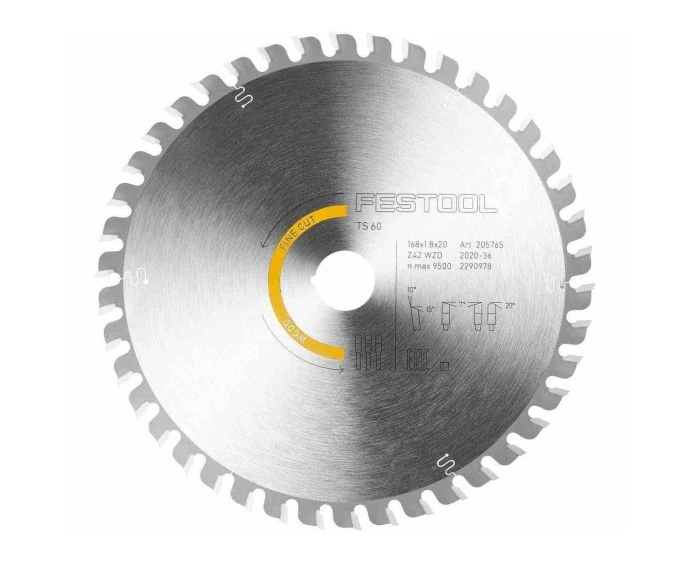 Festool 205765 168mm x 20mm 42T Fine Wood Saw Blade